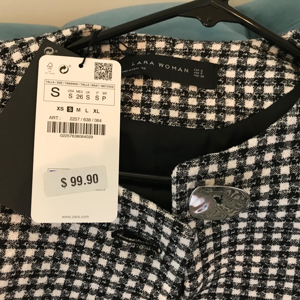 Zara Gingham Check Cardigan Jacket Fall 2017 - Picture 4 of 8